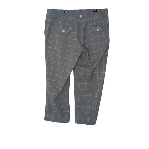 Nike Golf Pants Size 8 Gray Windowpane Plaid Dri-Fit Cropped Capris Activewear - Picture 3 of 15